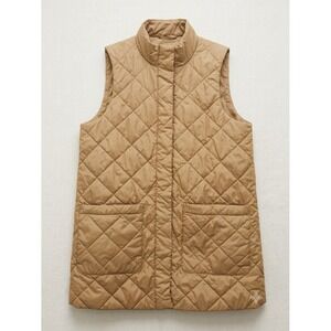 Barbour 10 Womens Quilted Vest Gilet Tan Diamond Quilt Sleeveless Jacket
